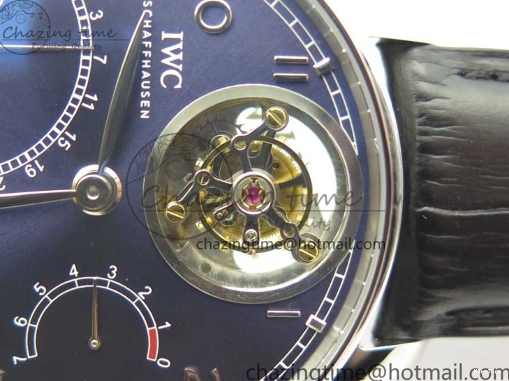 MIROTIME 0227 Sporty Portuguese Tourbillon IW504602 SS ZF Best Edition Blue Dial on Black Leather Strap 7175